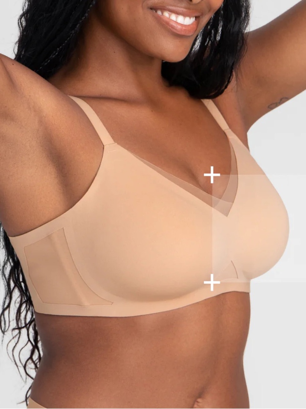 Honeylove Crossover Bra Tan Women's XL ++ Lightly Padded Wire Free Lift